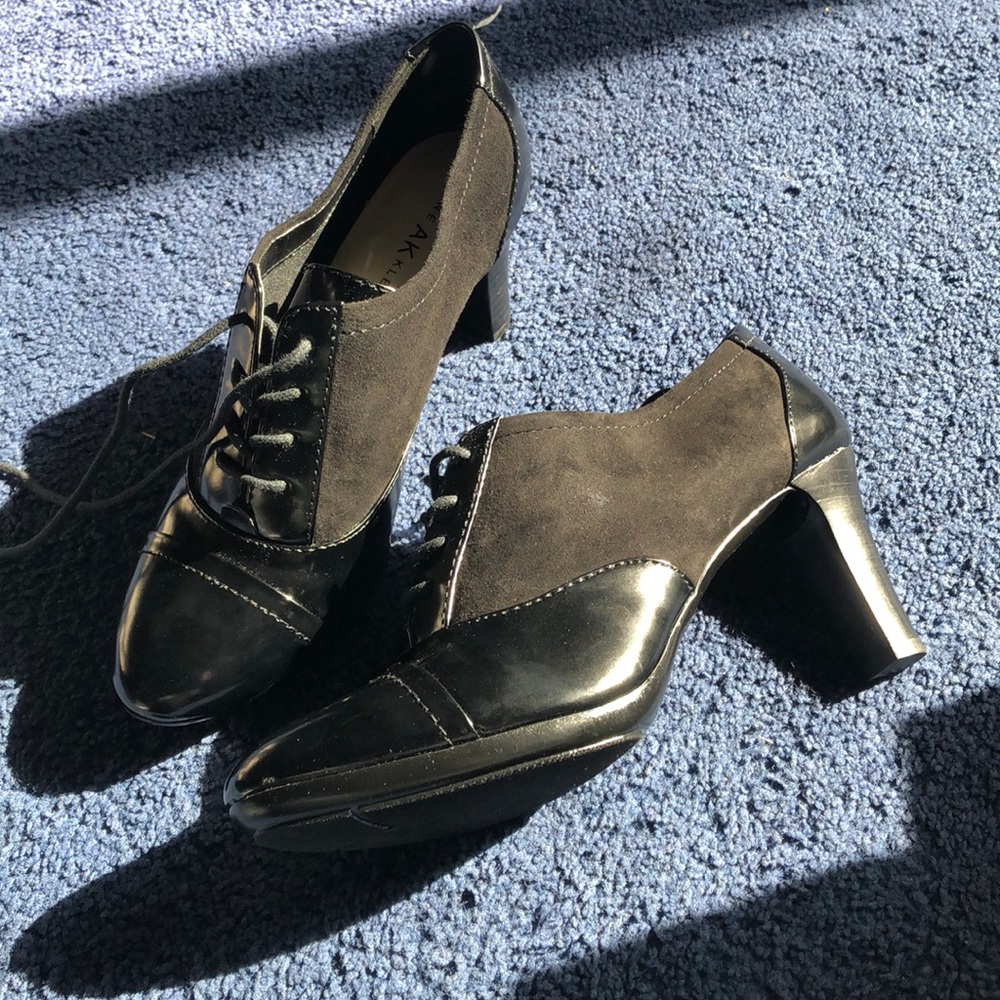 Black Oxford lace up Booties heel